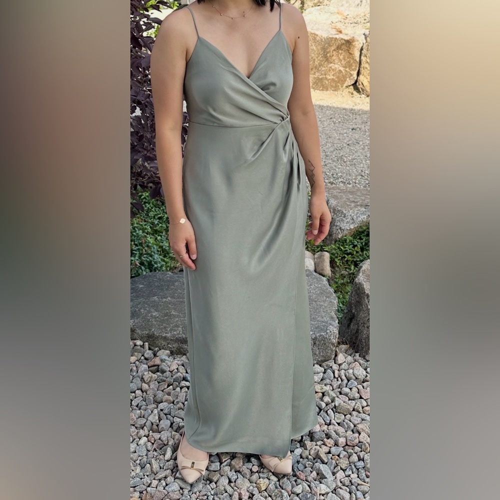 BHLDN Sage Satin Maxi Dress